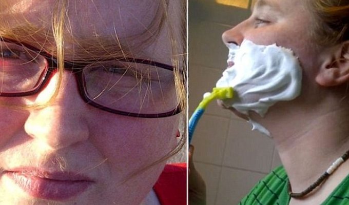Девушка вынуждена каждый день брить усы (3 фото)