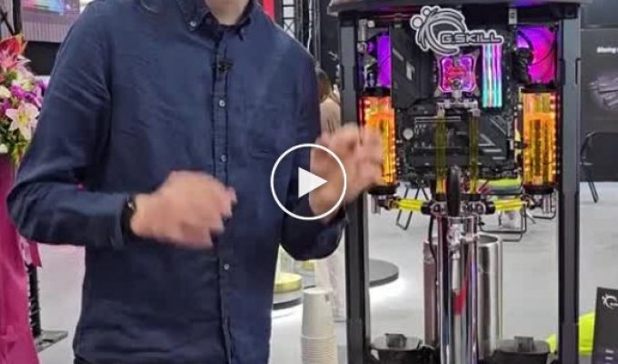 Can-shaped computer with beer cooling caught on video