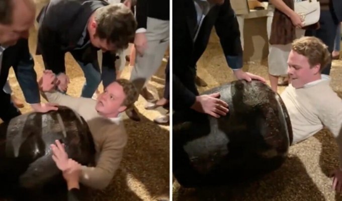 American stuck in a vase on New Year's Eve (5 photos + 1 video)