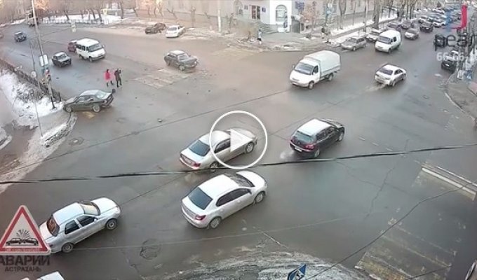 В Астрахани чудом спаслись два пешехода и собаки