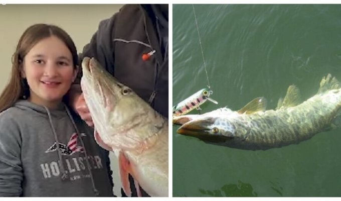 Маленька рибалка зловила маскінонга вагою понад 15 кілограмів (4 фото)