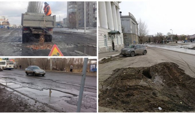 Омские дороги выглядят так, как будто там закончилась не зима, а война (27 фото)