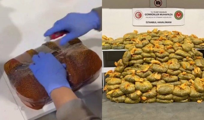 Half a ton of drugs found at Istanbul airport (2 photos + 1 video)