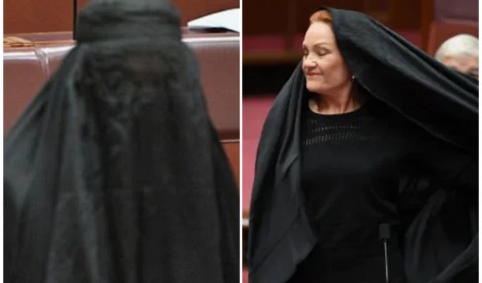 Австралийского сенатора выгнали с заседания из-за паранджи (3 фото + 1 видео)