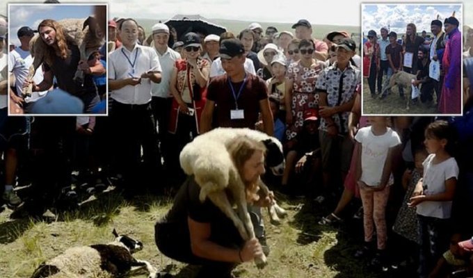 Швейцарский археолог победил тувинцев, приседая с овцой (10 фото)