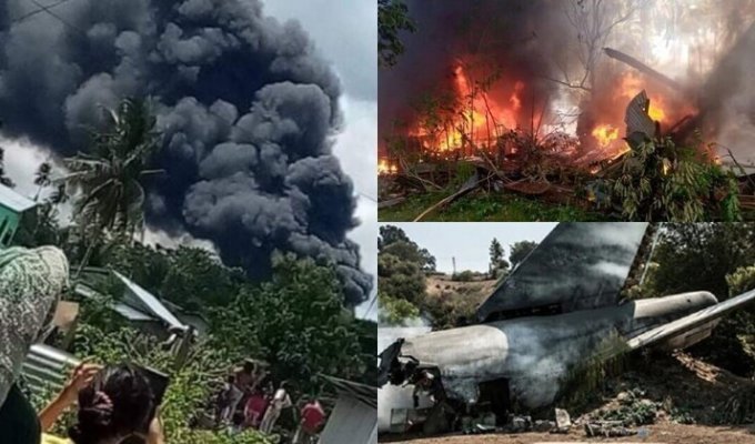 На Филиппинах разбился военный самолет с 85 людьми на борту (6 фото)