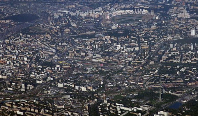 Как выглядит Москва из самолета (9 фотографий)