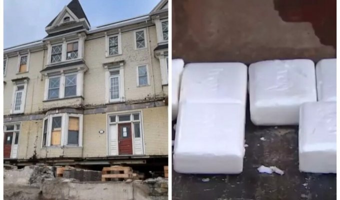 An old hotel building in Canada was moved using soap (2 photos + 2 videos)