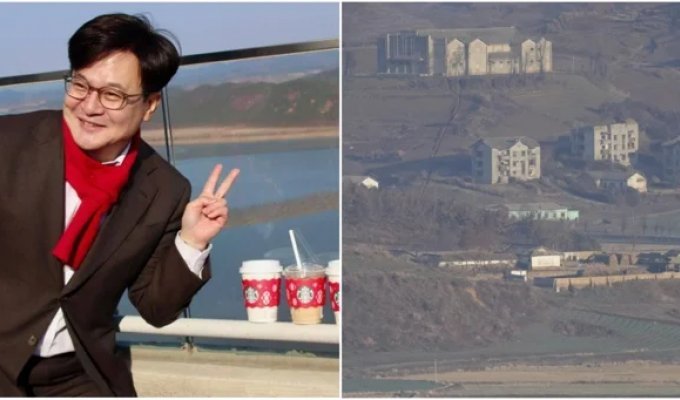 A coffee shop with a view of the DPRK opened in South Korea (4 photos + 1 video)