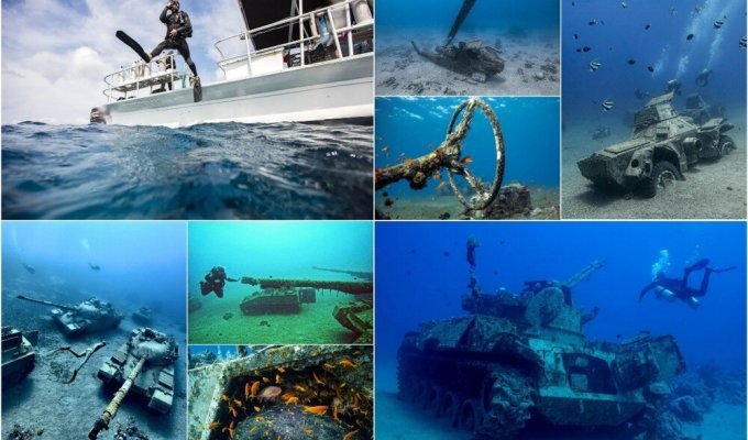 Underwater military museum in Jordan (4 photos + 1 video)