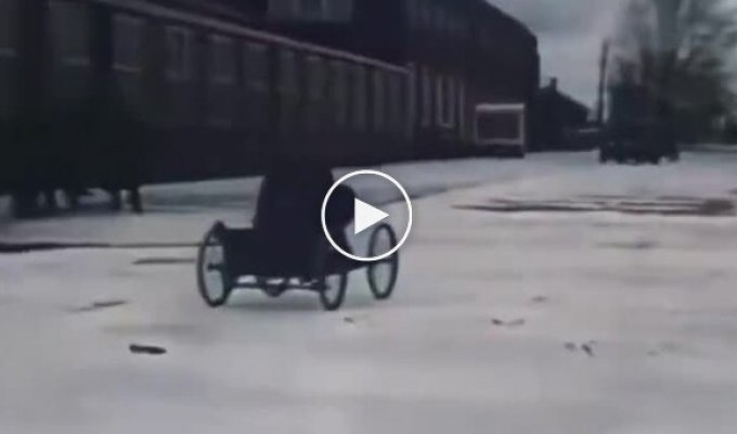 Henry Ford driving his first car