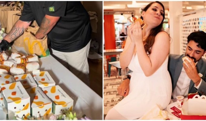 The couple ordered food from McDonald's for their wedding (11 photos + 1 video)