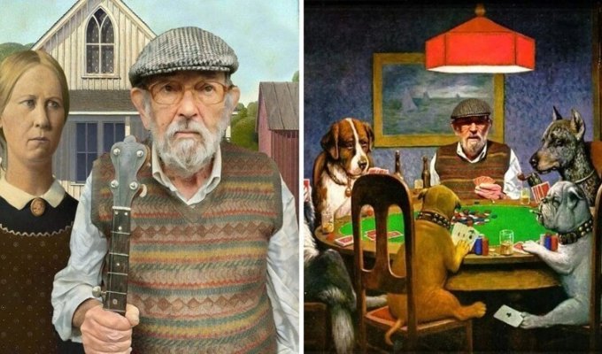 Man Puts His Father On Paintings, Turning Famous Paintings Into Funny Scenes (16 pics)