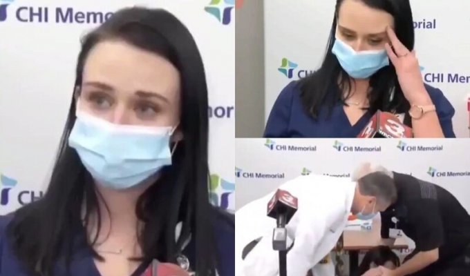 Медсестра упала в обморок в прямом эфире после введения вакцины Pfizer (5 фото + 1 видео)