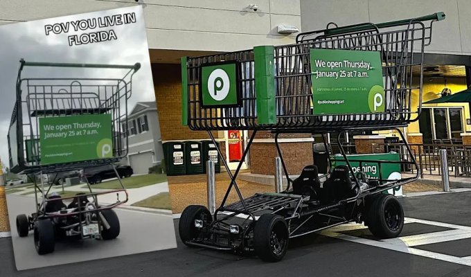 In the USA, a giant supermarket trolley was built from an old VW Beetle (2 photos)