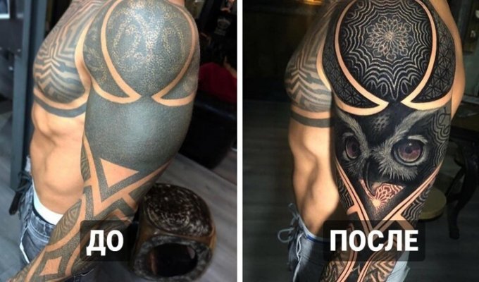 16 прикладів того, як майстри дали старим татуюванням нове життя (17 фото)