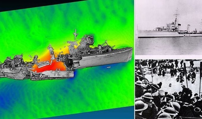 Scientists have created a 3D model of the destroyer that sank in Dunkirk in 1940 (11 photos + 1 video)