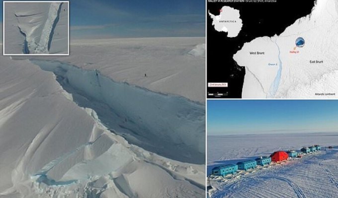 Гигантский айсберг чуть не унес в море полярников (11 фото + 2 видео)