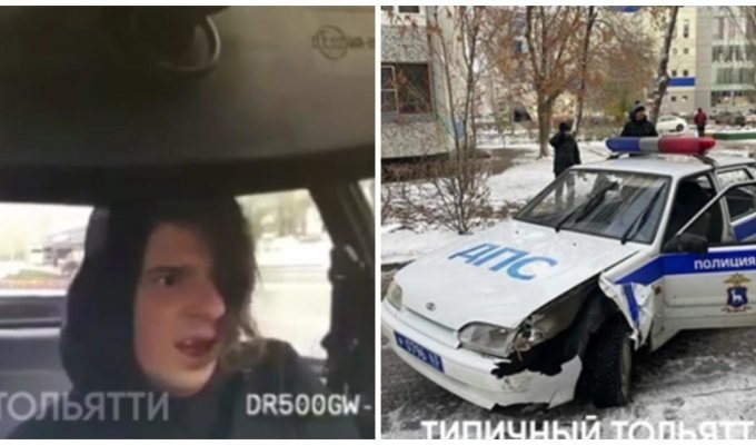 В Тольятти наркоман угнал полицейскую машину и устроил на ней ДТП (2 фото + 1 видео)