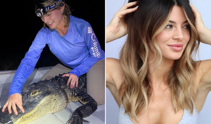 “The most attractive scientist in the world” fights crocodiles with her bare hands (5 photos + 1 video)