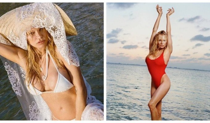 Naughty pensioner: Pamela Anderson has released her own line of swimwear (7 photos)