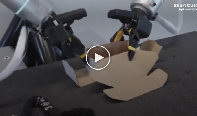 В Китае показали робота, аккуратно складывающего посылочную коробку