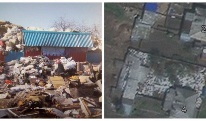 Жительница Омской области устроила на своём участке свалку, которую видно со спутника (3 фото)
