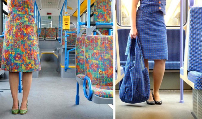 Когда дизайнер решила сшить одежду из обшивки автобусных сидений (7 фото)