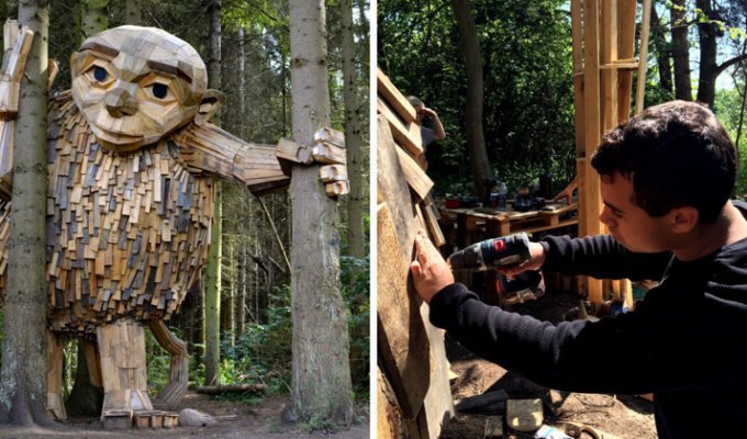 Художник прячет деревянных гигантов в парках Копенгагена (22 фото + 1 видео)