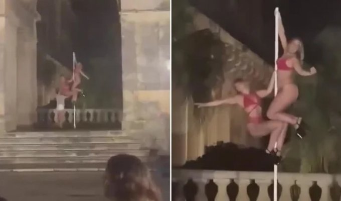 Британки станцевали на пилоне у греческого дворца (3 фото + 1 видео)