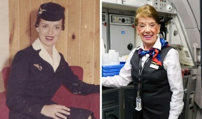86-річна стюардеса літає вже 65 років і не збирається не пенсію (6 фото)