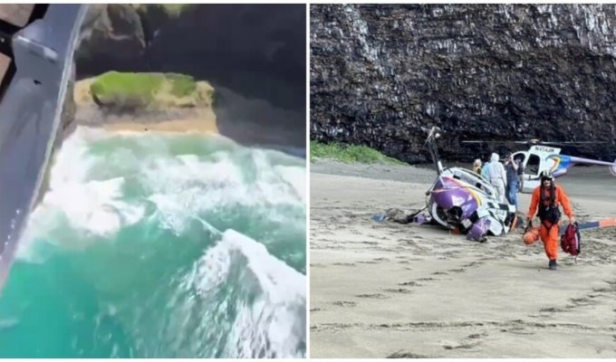 Helicopter hard landing in Hawaii caught on video (2 photos + 1 video)