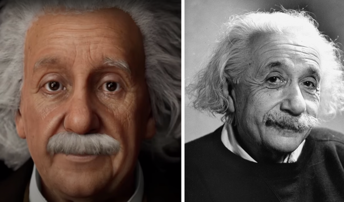 Альберта Эйнштейна вернули к жизни: ученый болтает с фанатами и отвечает на вопросы о физике (4 фото + 1 видео)