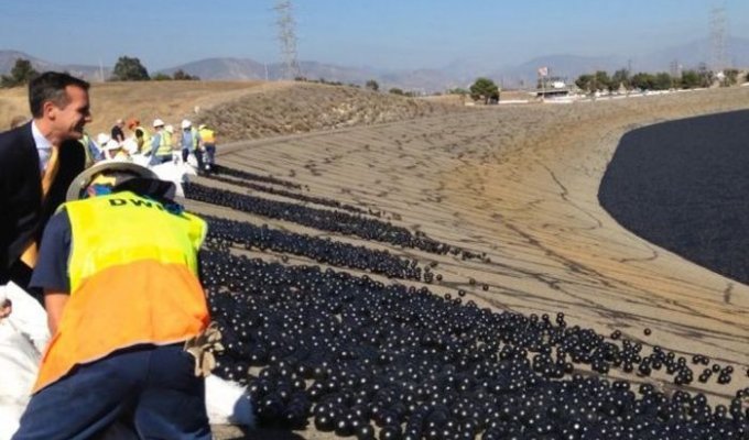В водохранилище Лос-Анджелеса сбросили 96 миллионов шаров (6 фото + 2 видео)