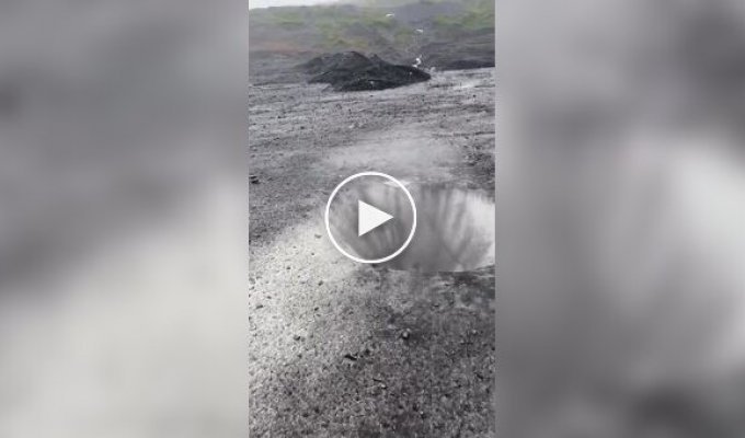 Flying over a huge hole in a glacier