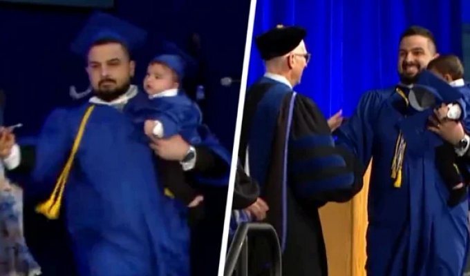 В США полиция прогнала со сцены выпускника с ребёнком на руках (5 фото + 1 видео)