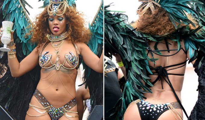 Полуголая Рианна стала королевой карнавала на родном острове (15 фото)