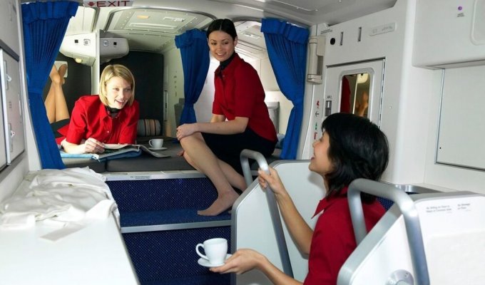 Пассажиры никогда не увидят: как выглядят комнаты в самолете, где спят стюардессы (5 фото)
