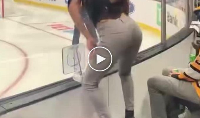 Девушка попыталась исполнить горячий танец на хокее