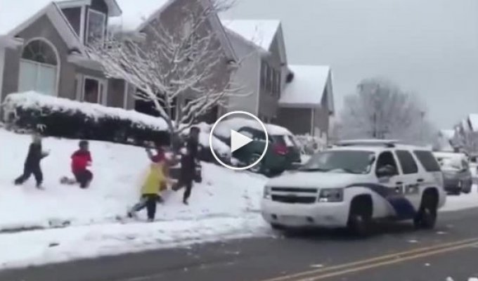 Снежки обезоруживают канадских полицейских