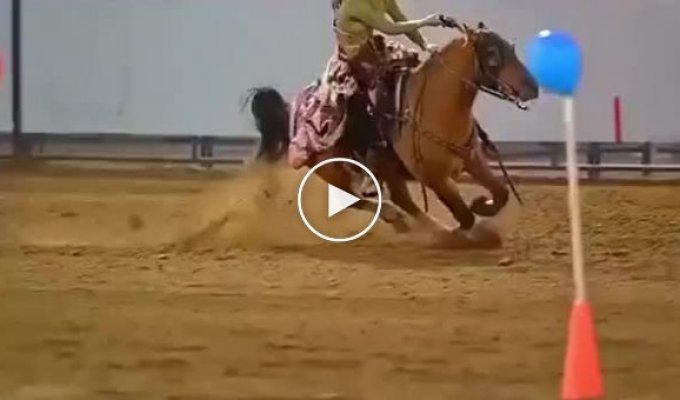 Cowboy shooting competition on horseback