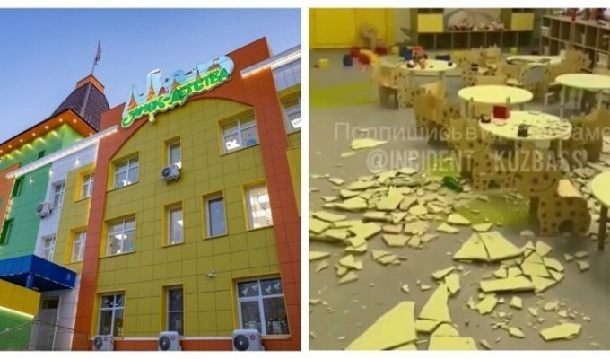 Шесть дней простоял новый детский сад и начал разрушаться (2 фото + 1 видео)