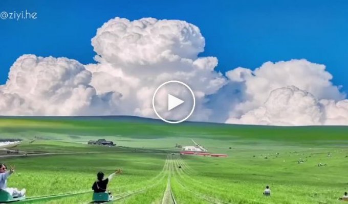 Grass slides in Inner Mongolia