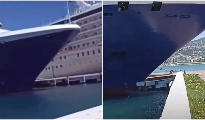 Круизный лайнер врезался в причал в Турции (3 фото + 1 видео)