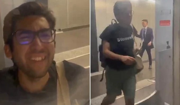 A passenger from the USA tried to force his way onto a plane after being late for a flight (5 photos + 1 video)