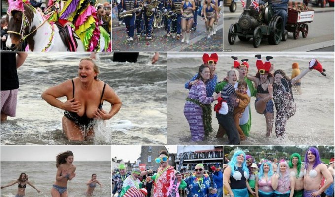 Ежегодный парад в Лондоне и купание в Северном море (50 фото)