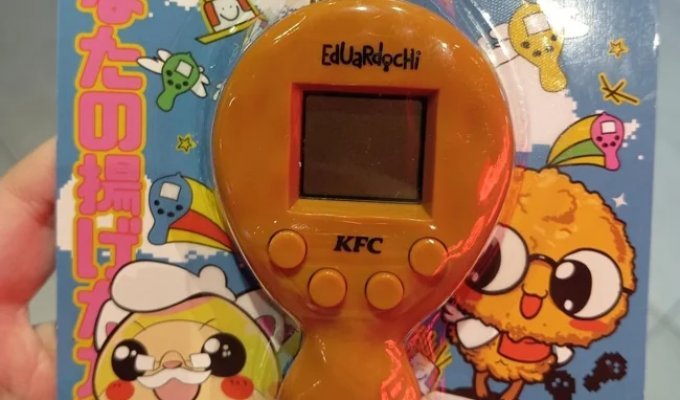 A fast food restaurant chain in Spain released a Tamagotchi in the shape of a chicken leg (3 photos + 1 video)