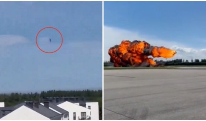 Крушение польского учебно-тренировочного самолёта попало на видео (3 фото + 3 видео)