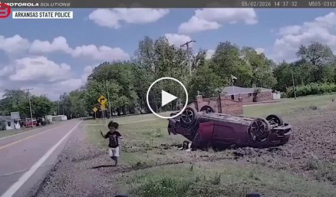 A chase, a flip, and a miracle: a child escaped from a car on his own after an accident.