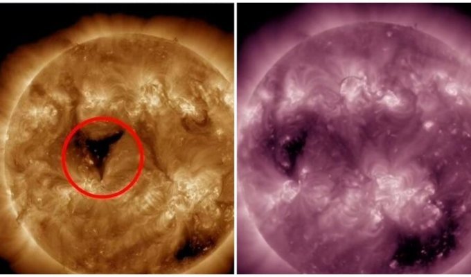 На Сонці помітили дірку в 20 разів більше Землі, яка загрожує нам магнітними бурями (2 фото + 1 відео)